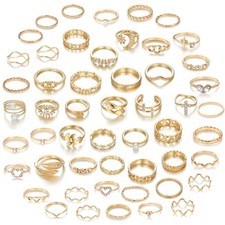 Gold Knuckle Rings Set For Women Stackable Joint Finger Midi Rings 52pcs Gold