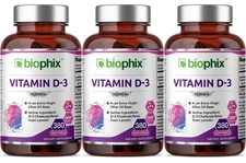 Biophix Vitamin D-3 10000 IU 380 Softgels 3 Pack - In Extra Virgin Olive Oil