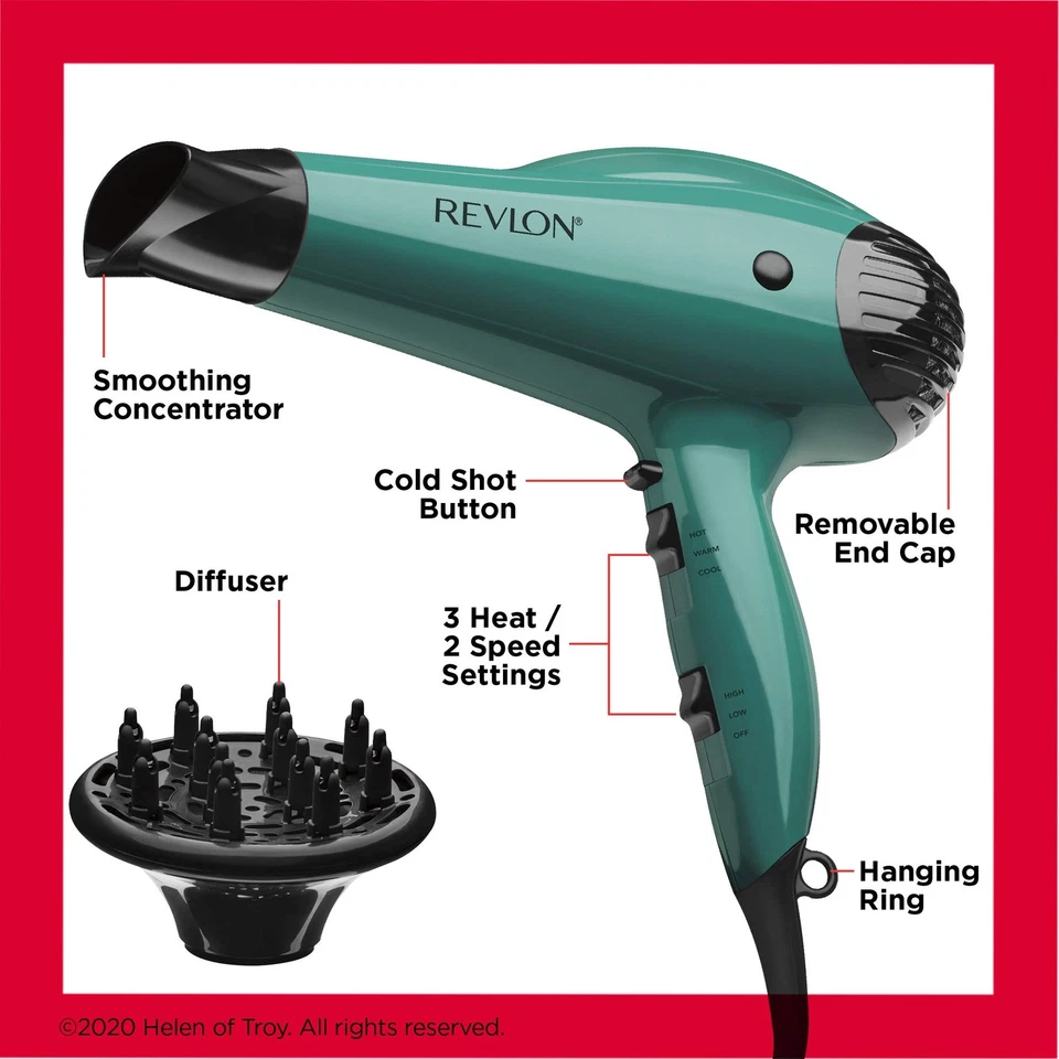 Secador de Cabelo Revlon Volume Booster | 1875W para Elevação Volumosa e Corpo, (Verde) - Imagem 3 de 4
