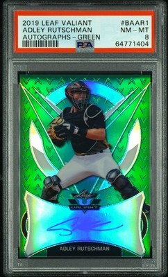 ADLEY RUTSCHMAN  2019 Leaf Valiant Draft Green #BAAR1 AUTOGRAPH PSA 8 (X/99)
