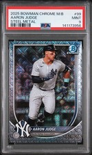 2025 BOWMAN CHROME MEGA BOX STEEL METAL #99 AARON JUDGE 56/100 PSA 9