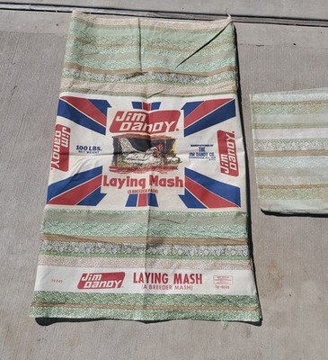 VTG 1966 Jim Dandy 100 LBS Laying Mash Chicken Feed Sack Bag Birmingham Green