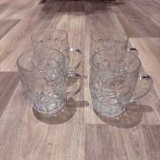 Set 4 Ravenhead Glass Dimple Tankard Mugs Beer Retro