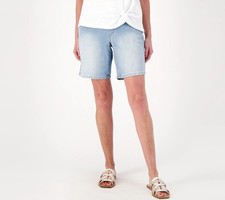 Belle by Kim Gravel TruTemp Denim 5 Pocket 8" Shorts Light Wash 30 New