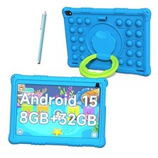 Android 15 Kids Tablet, 10 inch Tablets for Kids, 8GB RAM 32GB ROM 1TB Blue