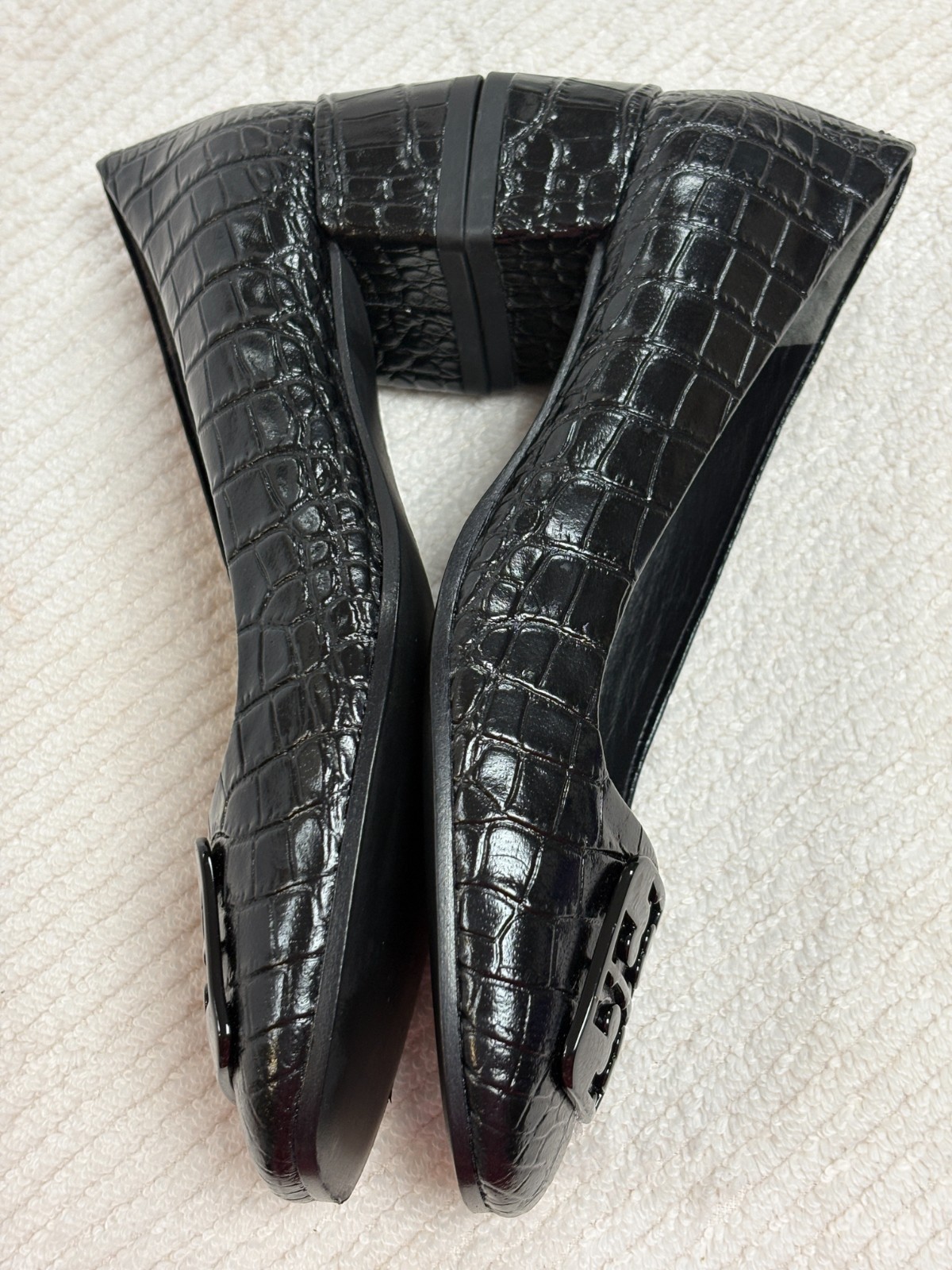 NEW-Tory Burch-Women Black crocodile leather heel shoes.139657-Sz-5.5M.Vietnam thumbnail 3