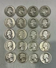 Lot of 20 90% silver lower-grade 1940's Washington quarters
