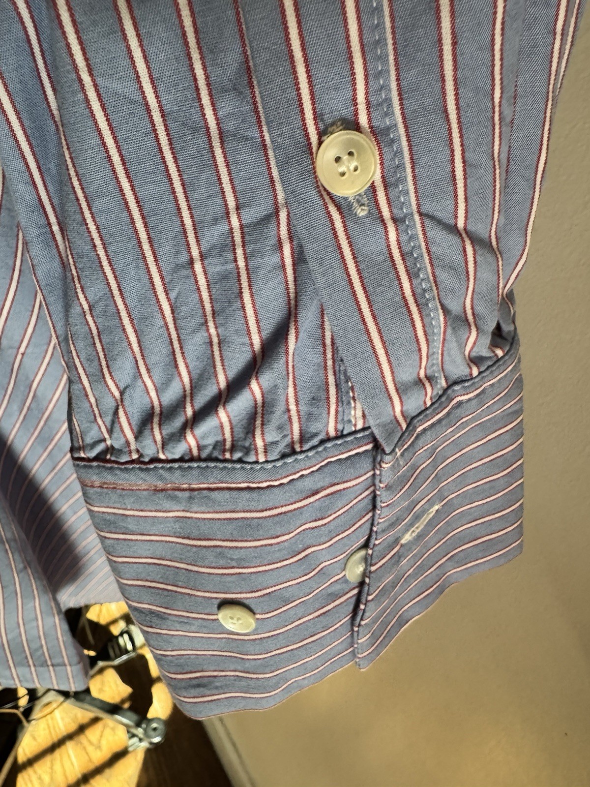 Mango Two Pattern Shirt White Solid/ Blue Striped… - image 7