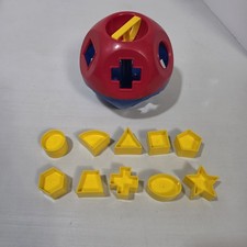 Tupperware Shape O Ball Toy Classic Toy Blue Red with 8 Shape Yellow Missing 4,9