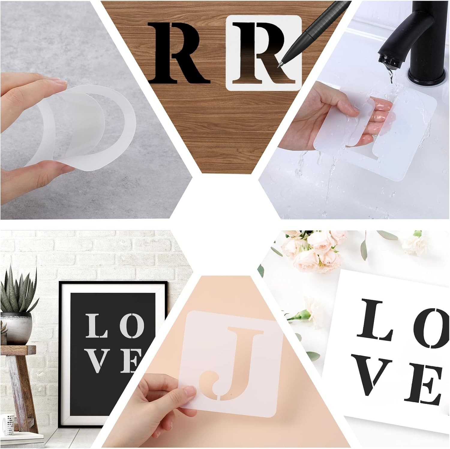 36 Pcs 4 Inch Letter and Number Stencils, Reusable Plastic Alphabet Spray Paint