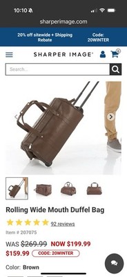 Kluge Genuine Cowhide Leather Rolling duffel Carry-On Bag $199 Used Once