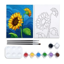 VOCHIC Canvas Painting Kit, 8x10 Pre Drawn Sunflower Art, 8 8x10, White