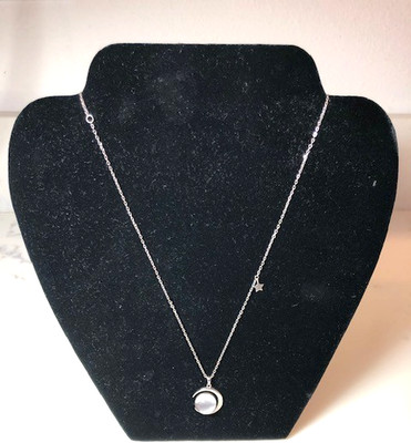 Space Meteorite 925 silver crescent moon pendant necklace 19''