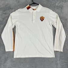 AS Roma Shirt Mens Large White Soccer Football Long Sleeve Polo Italy Serie A