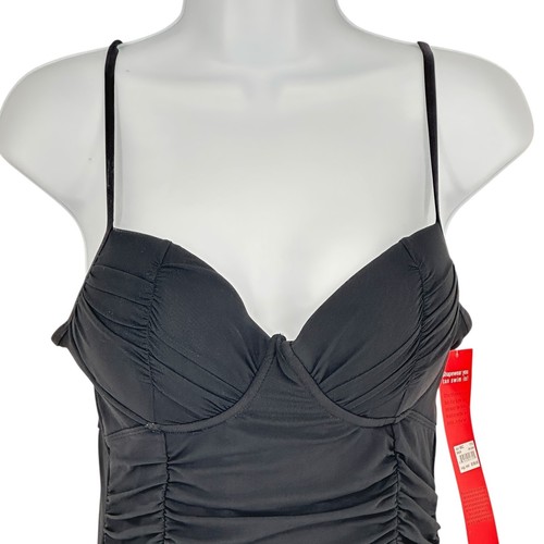 SPANX Black One Piece Swimsuit Shapewear Ruched Size 8 B/C NWT - Picture 4 of 9