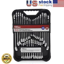 32-Pcs Combination Wrench Set Metric & SAE Portable Garage Workshop