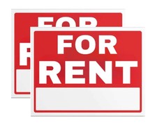 2 Pack For Rent Signs 8x12 Inch Waterproof Vinyl SelfStick Writable Set