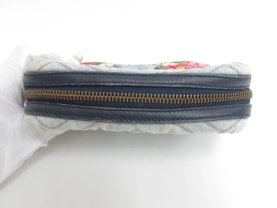 Auténtico Bolso Gucci Marmont V Stitch Flor Denim Cuero Cosmético I#47663 Foto 4 de 4