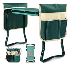 Garden Kneeler & Seat, Foldable Heavy Duty Stool with Soft Pad & Tool Pouches