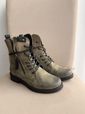 Khaki Faux Leather Military Lace Up and Zip Up Boots Size 3. #Brand New In Box