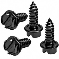 Rustproof License Plate Screws 4-pack Black-slotted Premium Stainless Steel Rustproof License Plate Screws 4-pack Black-slotted Premium Stainless Steel
