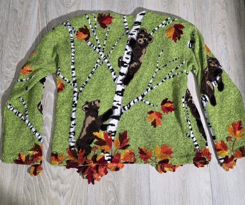 Design Options Philip & Jane Gordon Cardigan Sweater Textured Bear Forest Rare - Picture 19 of 19