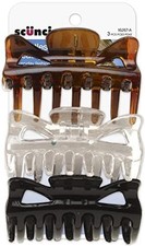 Scunci Basic Jaw Clips 3 inches, Assorted Colors, 3-Count
