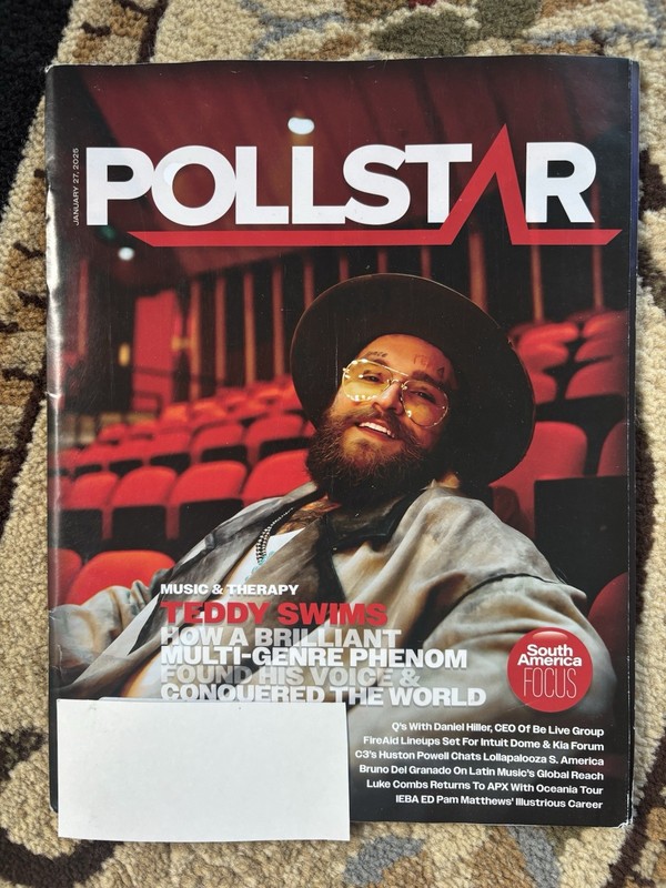 TEDDY SWIMS Pollstar Magazine music band RARE industry address label