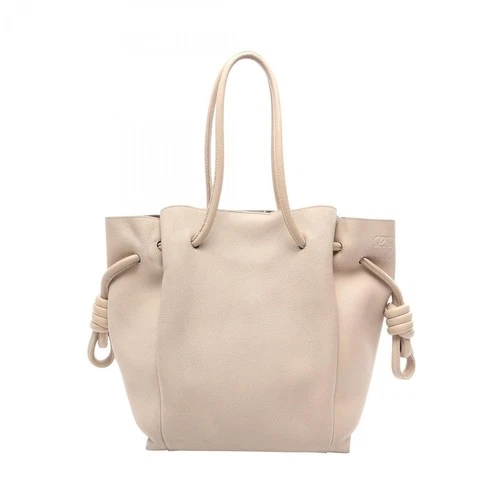LOEWE Flamenco knot small Shoulder hand Bag leather Beige Used Women