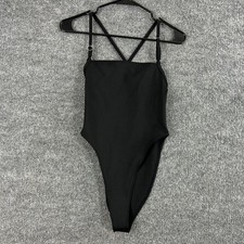 Alo Yoga Bodysuit Women XS Thrill Seeker Black Strappy Yoga Pilates Athletic Gym