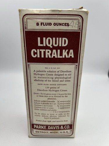 Bottiglia Medicina Ciarlatana Vintage Liquido Citralka Parke Davis Scatola Rara - Foto 2 di 10