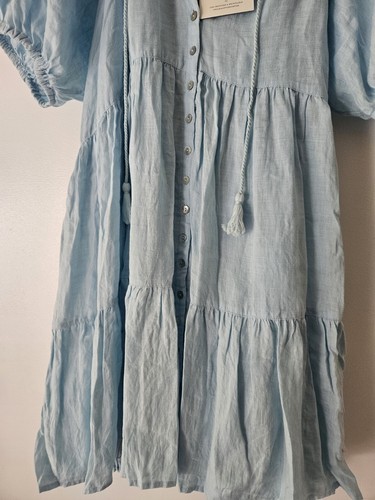 SPELL & THE GYPSY COLLECTIVE Sunday Linen Blue Mini Play Dress Size XL BNWT SP10 - Picture 3 of 5