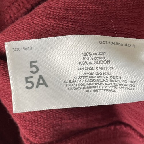 Carters Boys Shirt Casual Size 5 Burgundy Red Blue White Long Sleeve - Picture 6 of 6