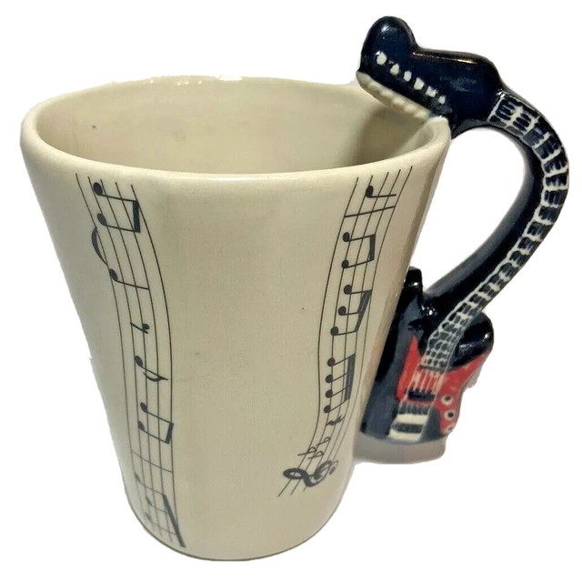 Guitar Handle Musical Music Note Coffee Tea Mug Tapered Design EUC eBay