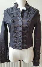 All Saints Uk8, Us4, Eu36 Dark Brown Brocadere Military Leather Tailcoat