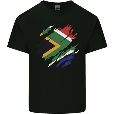 Torn South African Flag Africa Day Football Mens Cotton T-Shirt Tee Top