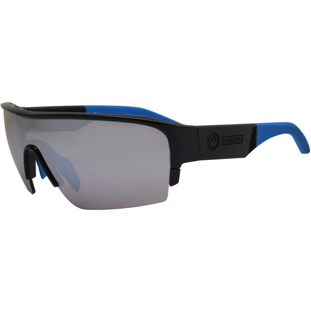 Dragon Tracer X LL Sunglasses - Shiny Black Blue Silver Ion Lens