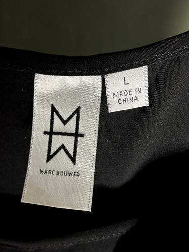 Womens M by Marc Bouwer Dress Black Shift  Ruffle Detail Sz L - Picture 2 of 5