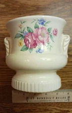 Small VINTAGE TWO HANDLED VASE BY ROYAL COPLEY(?)- FLORAL DESIGN. Very Nice.