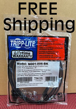 Tripp-Lite Cat5e 350MHz Black Molded Snagless Patch Cable RJ45 6ft N001-006-BK