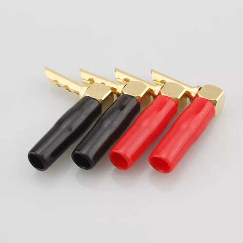 8pcs High-end Gold Plated 90 Degree Banana plug Screw Lock Connector Audio Wire - Picture 4 of 7