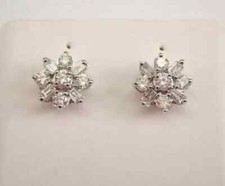 2Ct Lab Created Diamond Flower Push Back Stud Earrings 14K White Gold Finish