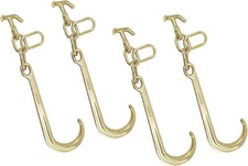 (4 Pack) 15" G70 J Hook w/T-J Hooks and Enlarged Link 5,400 lbs WLL G70