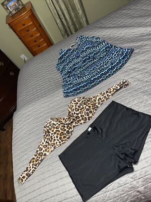 Leopard bikini and blue takini too sz 20 plus excellen lot