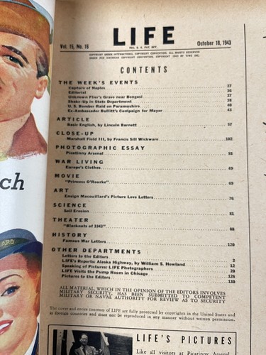 October 1943 Life Magazine Full Month, WWII Color Advertising WW2 WWII - Picture 3 of 19