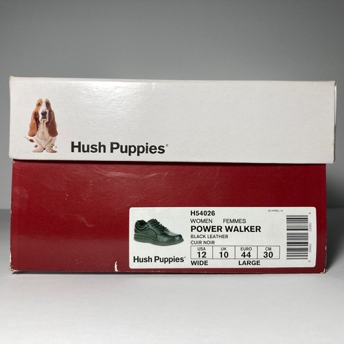 Hush Puppies Womens Size 12 Wide H54026 Power Walker Black Leather NEW - Picture 2 of 7