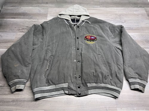 Vintage King Louie Zip Up Snap Hooded Bomber UAW Jacket Ford Plant Distressed XL