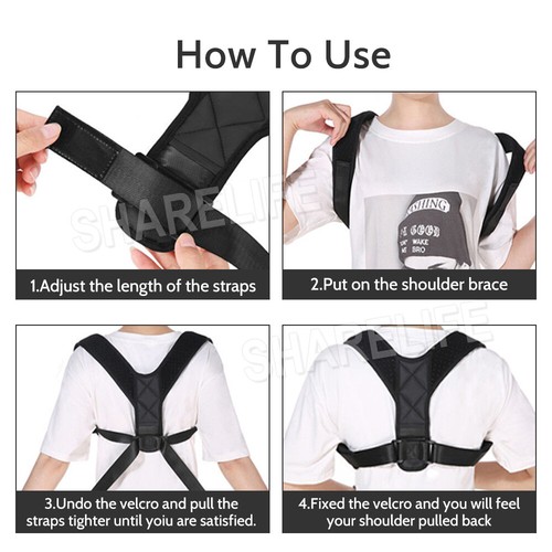 Adjustable Posture Clavicle Support Corrector Back Straight Shoulder Brace Strap - Picture 9 of 11