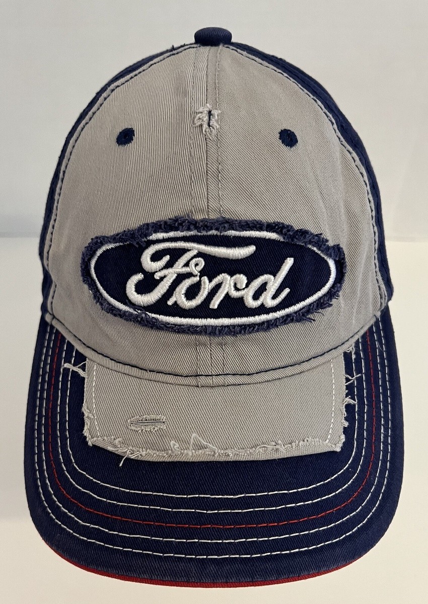 Ford Hat SnapBack Blue Gray Retro Distressed Look Automotive
