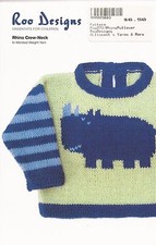 Roo Designs Rhino Crew-Neck Sweater KNITTING PATTERN In Worsted Yarn for 6mo-4yr